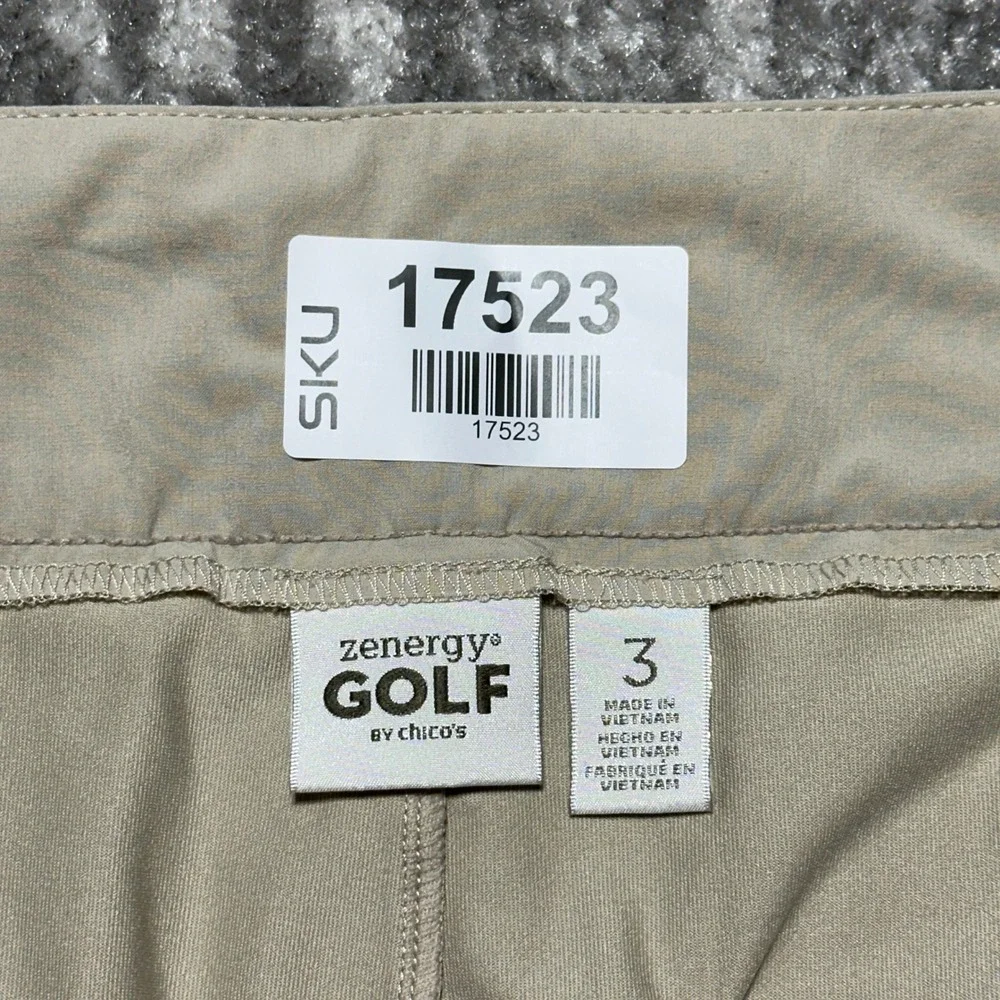 Chico's Zenergy Golf Skort Women Size XL Tan Khaki Excellent Stretch Pockets